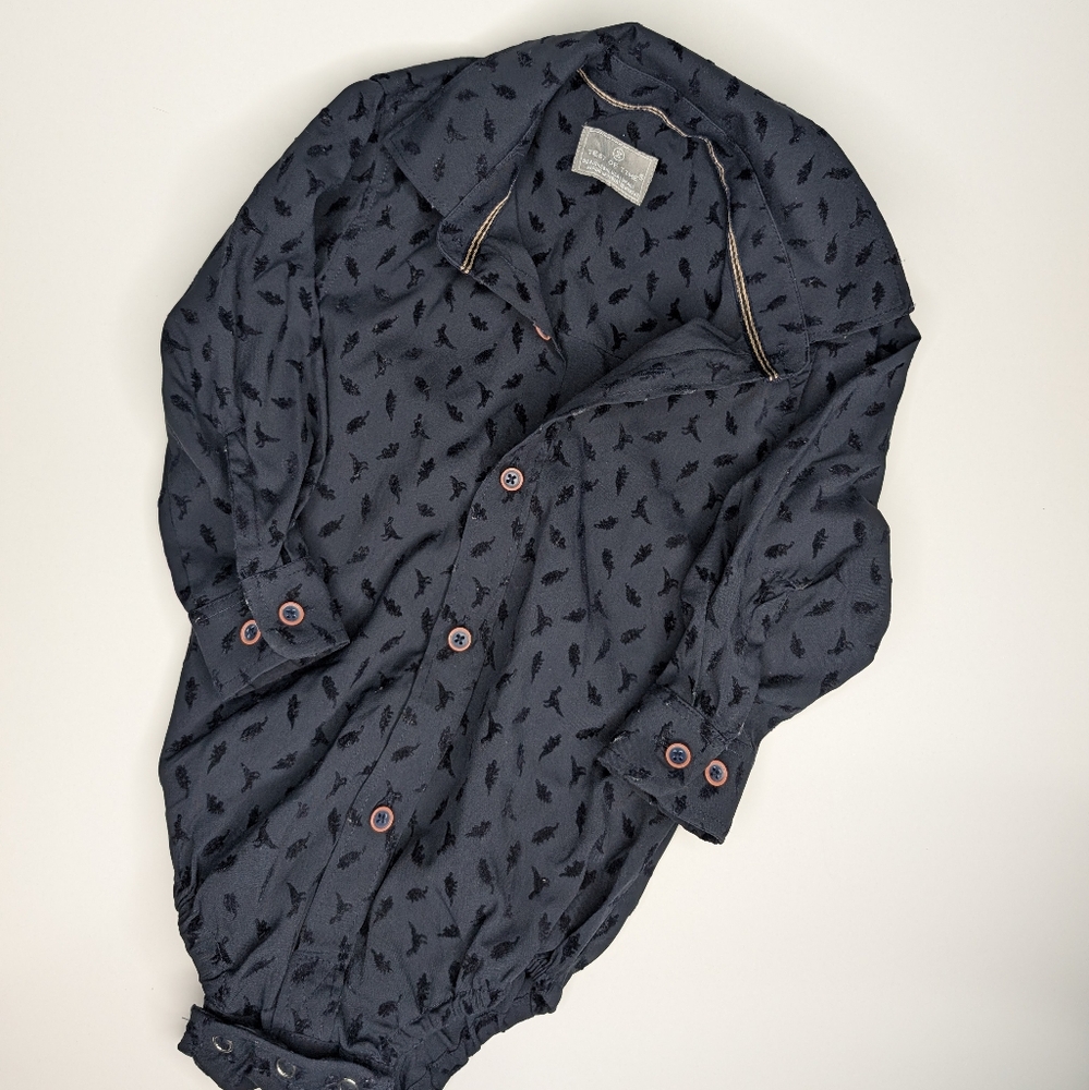 Test of Time Navy Button-Front‎ Shirt Onesie